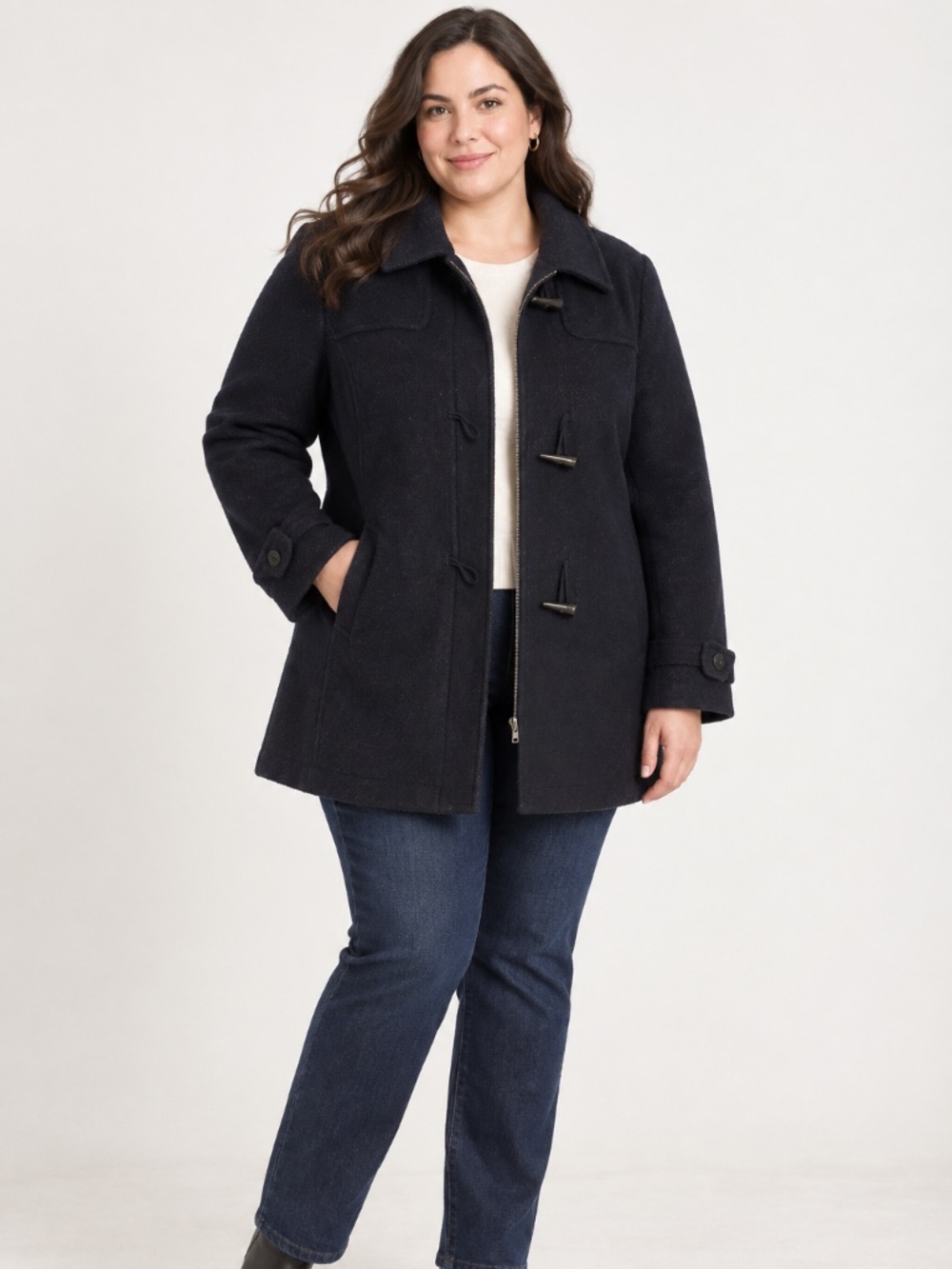 Tommy Hilfiger 2X Dark Navy Toggle Zip Front Coat